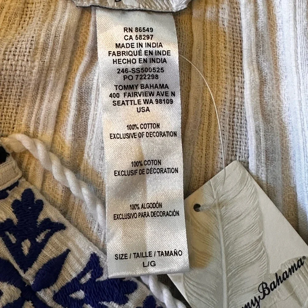Tommy Bahama NWT Size LGE  Mykonos White &‎ Blue Embroidered  tiered midi Dress - Picture 11 of 16